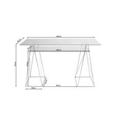 Bureau Polar chromé 8 mm (verre trempé)