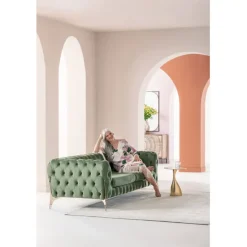 Canapé Bellissima 2-places velours vert 200cm