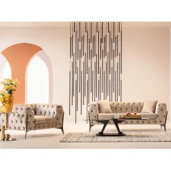 Canapé Bellissima 2-places velours taupe 200cm