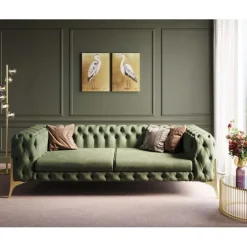 Canapé Bellissima 3-places velours vert 240cm