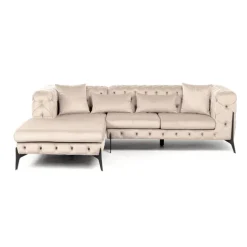 Canapé d angle Bellissima velours taupe gauche