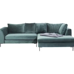 Canapé d angle Gianni velours vert droite noir