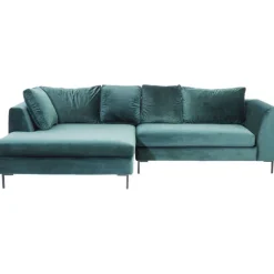 Canapé d angle Gianni velours vert gauche noir