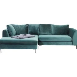 Canapé d angle Gianni velours vert gauche noir