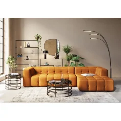 Canapé d angle Salamanca brun doré droite  320cm