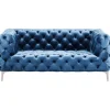Canapé Look 2-places velours bleu