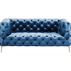 Canapé Look 2-places velours bleu