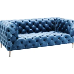Canapé Look 2-places velours bleu