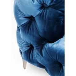 Canapé Look 2-places velours bleu