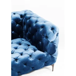 Canapé Look 2-places velours bleu