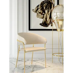 Chaise a. acc. Belle Velvet crème (2/set)