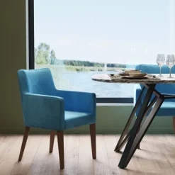 Chaise a. acc. Mode velours pétrole