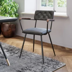 Chaise a. acc. Salsa.cuir vert foncé