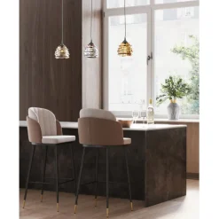 Chaise de bar Hojas beige