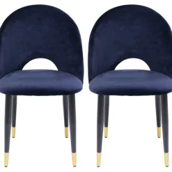 Chaise Iris velours bleu (2/set)