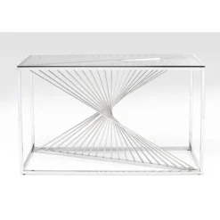 Console Laser argenté - verre clair 120x40