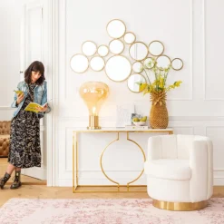 Console Miami Loft doré 120cm