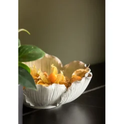 Coupe décorative Flower Bloom crème-doré Ø20cm