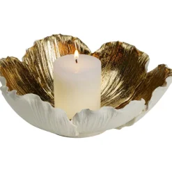 Coupe décorative Flower Bloom crème-doré Ø25cm