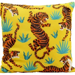 Coussin Tiger Love jaune 45x45cm