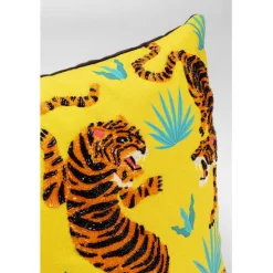 Coussin Tiger Love jaune 45x45cm