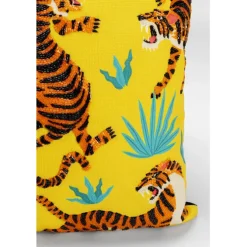 Coussin Tiger Love jaune 45x45cm