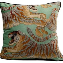 Coussin Tiger Love vert menthe 45x45cm