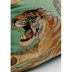Coussin Tiger Love vert menthe 45x45cm