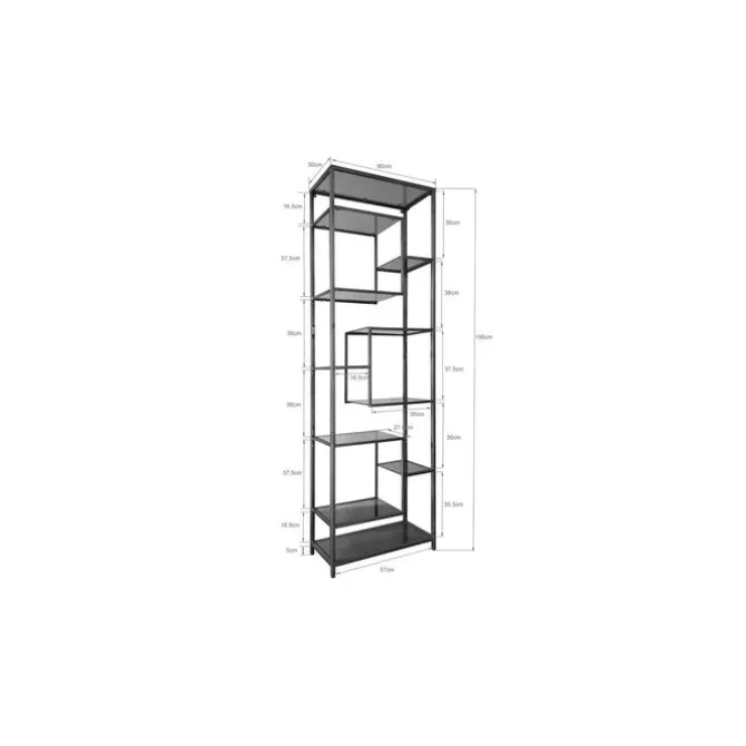 Etagère Loft noir 60x195cm