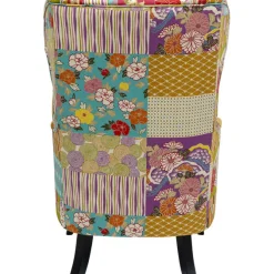 Fauteuil à oreilles Patchwork rouge