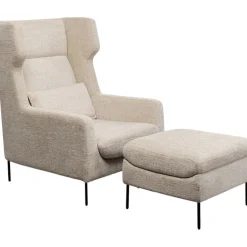 Fauteuil + tabouret Quinn High beige