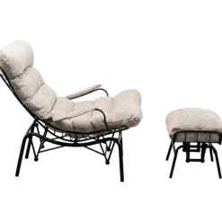Fauteuil + tabouret Vienna Swing beige