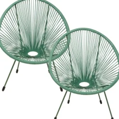 Fauteuil Acapulco Mono vert (set de 2)