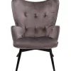 Fauteuil Black Vicky velours gris