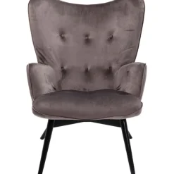 Fauteuil Black Vicky velours gris