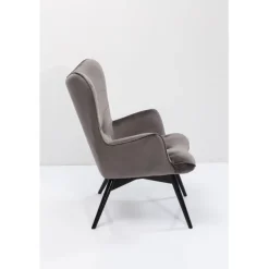 Fauteuil Black Vicky velours gris