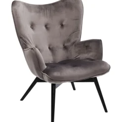 Fauteuil Black Vicky velours gris