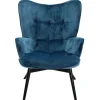 Fauteuil Black Vicky velours pétrole