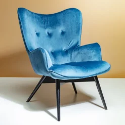 Fauteuil Black Vicky velours pétrole