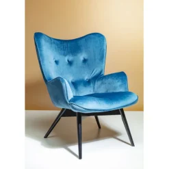 Fauteuil Black Vicky velours pétrole