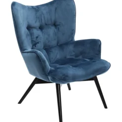 Fauteuil Black Vicky velours pétrole