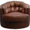 Fauteuil pivotant Music Hall cuir marron