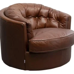 Fauteuil pivotant Music Hall cuir marron