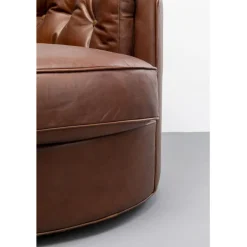 Fauteuil pivotant Music Hall cuir marron