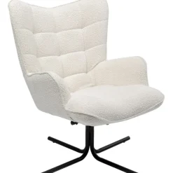 Fauteuil pivotant Oscar Bouclé crème