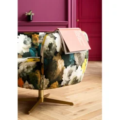 Fauteuil pivotant Peony Flower jaune