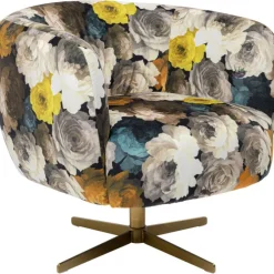 Fauteuil pivotant Peony Flower jaune
