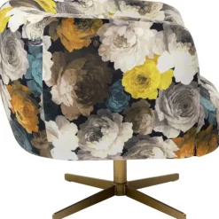 Fauteuil pivotant Peony Flower jaune