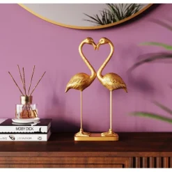 Figurine décorative Flamingo Love doré 39cm