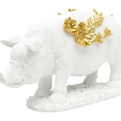 Figurine décorative Flower Pig blanc 21cm